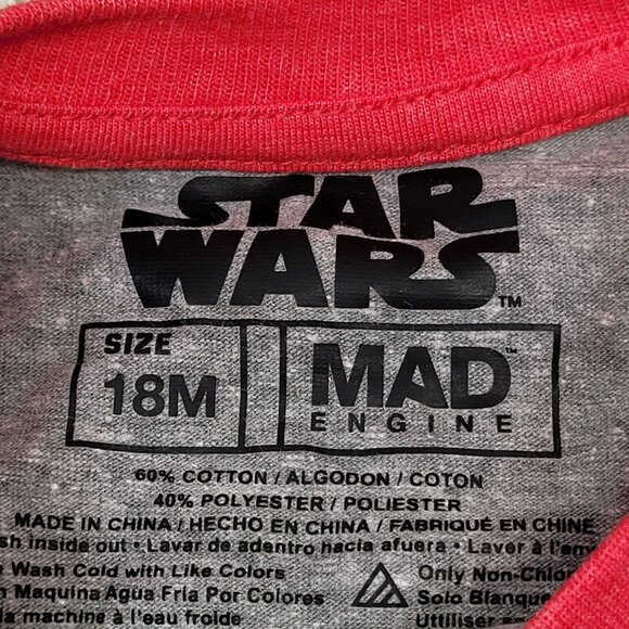 Valentines‎ Day Star Wars BB Mine Raglan Toddler Shirt Disney Mad Engine 18M - Picture 3 of 4